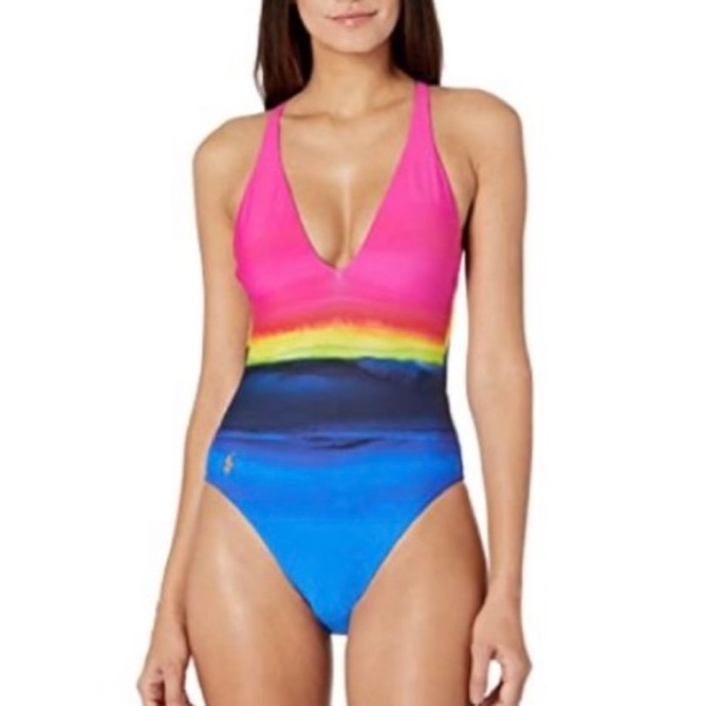 NEW Ralph Lauren Tie Dye One Piece Swimsuit 2xl